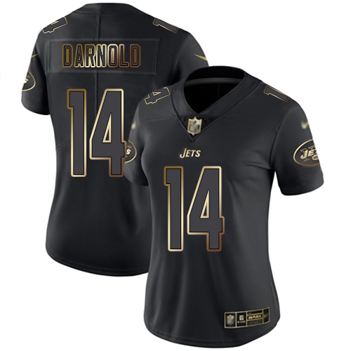 New York Jets Limited Black Gold Women Sam Darnold Jersey NFL Football #14 Vapor Untouchable->nfl t-shirts->Sports Accessory